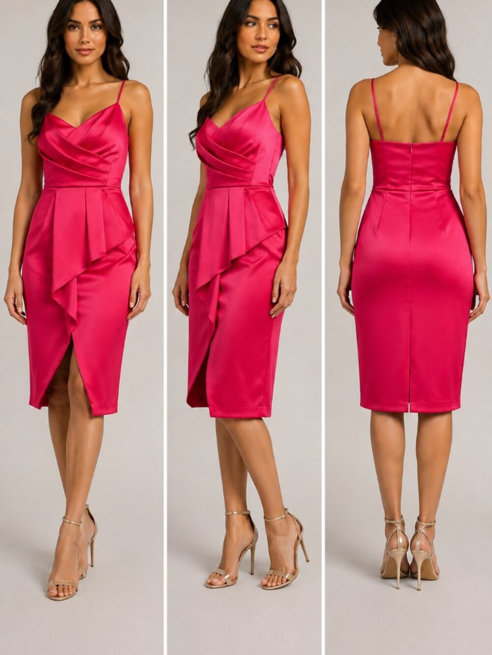 Vince Camuto VC1-2961 Fuchsia Draped Cocktail Dress Size 10